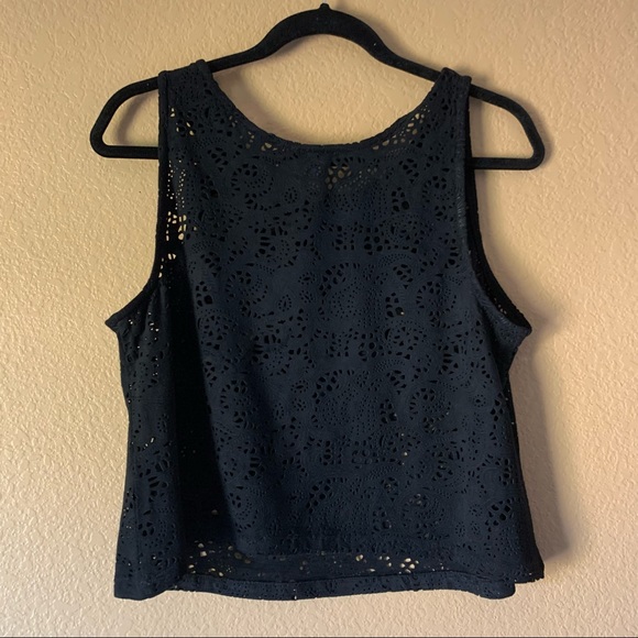 BB Dakota Women's Tasia Eyelet Faux Suede Black Top - Medium - New With Tags - Picture 4 of 11